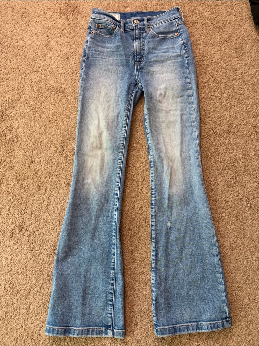GAP Flare High Rise Blue Light Wash Denim Jeans 24 Waist 00 - Picture 2 of 7